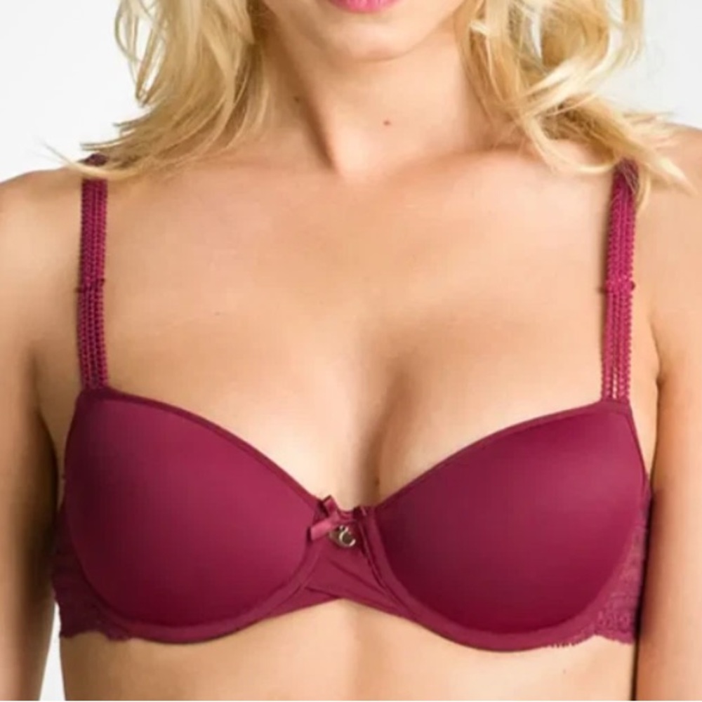 CHANTELLE burgundy C Paris T-Shirt Memory Foam Bra 3386 size 36D NWOT
